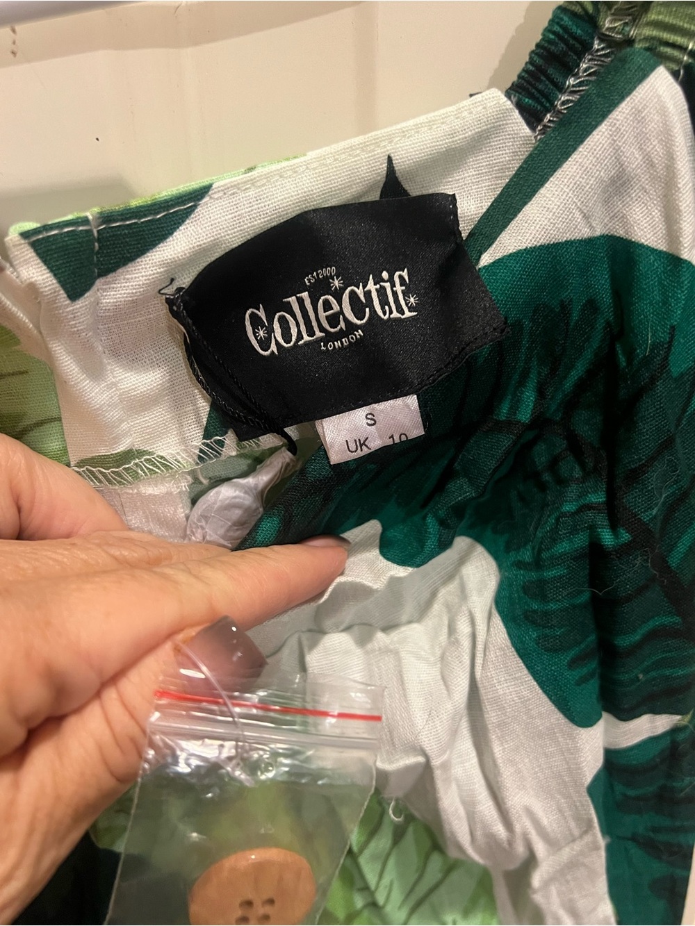Collectif Green and White Plant dress